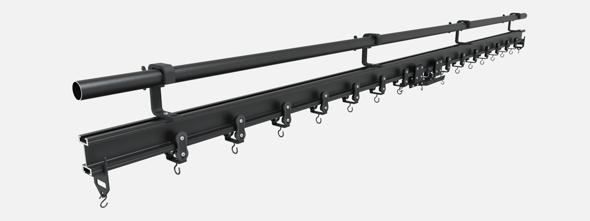 ShowTrack: I-beam curtain track for very heavy curtains.