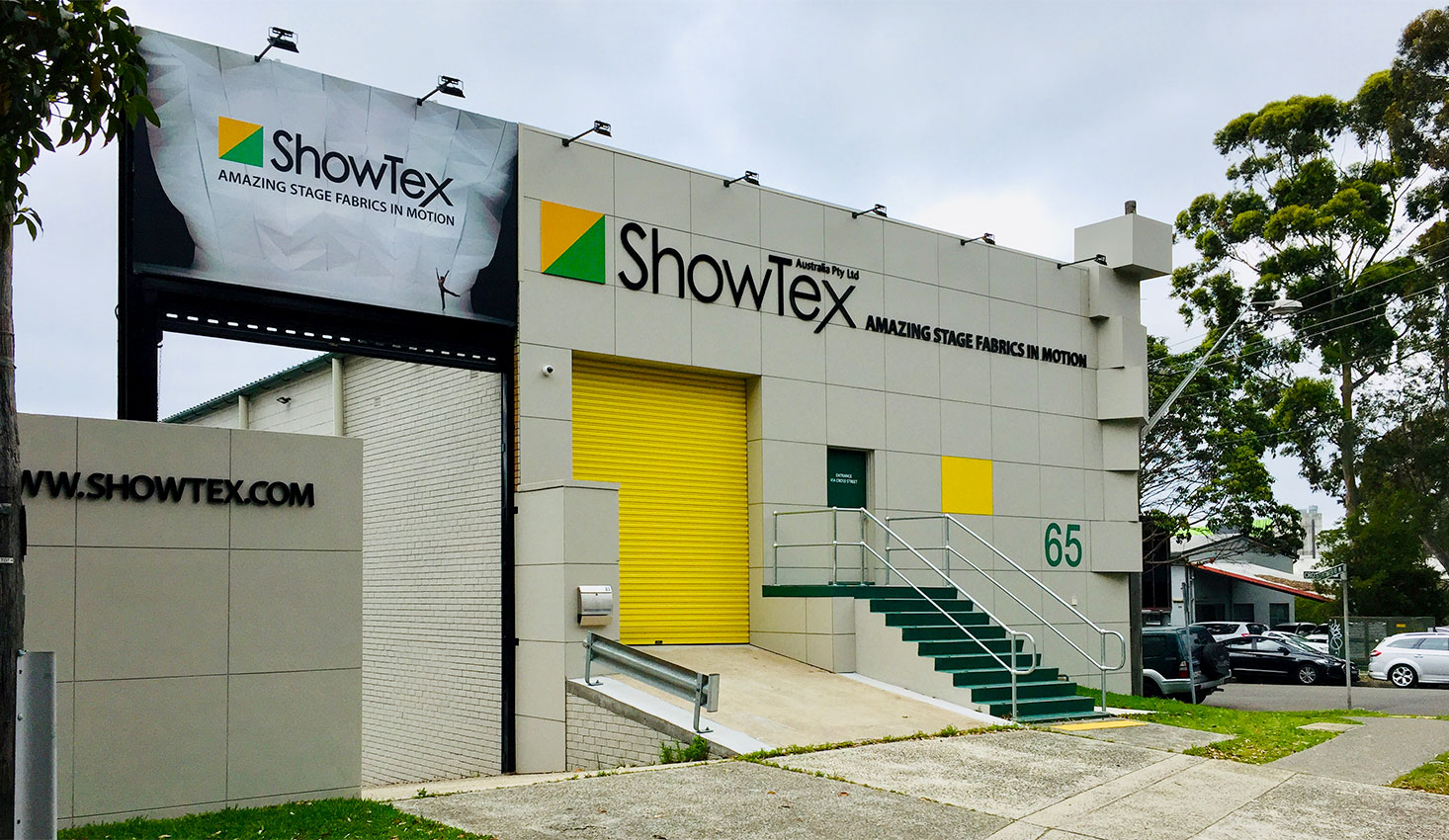ShowTex Australia building front at 65 Old Pittwater Road