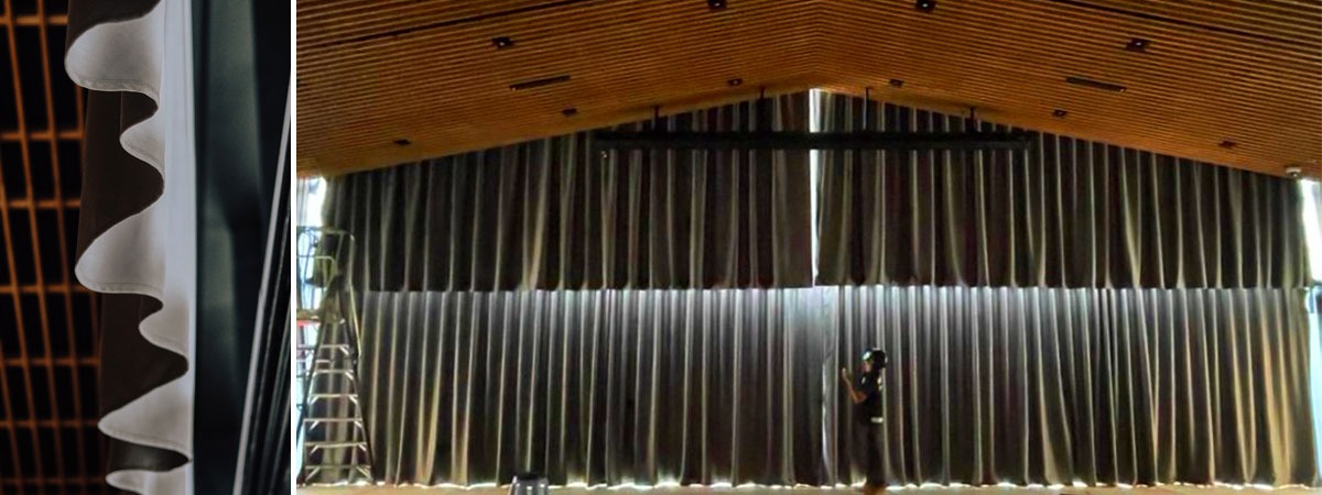 Multi-layered blackout curtain set-up for the M+ Museum