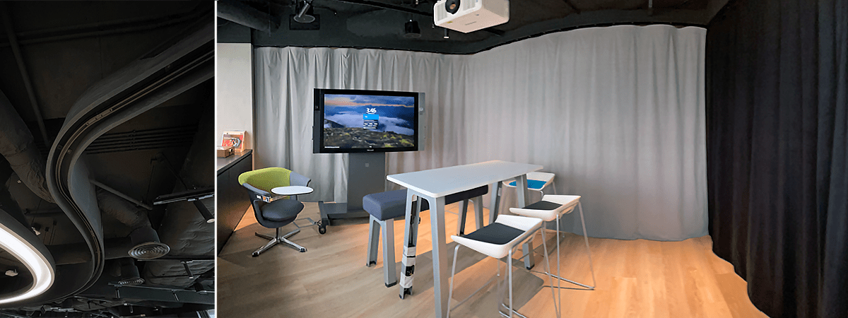 Acoustic textile partitions for multi-purpose office