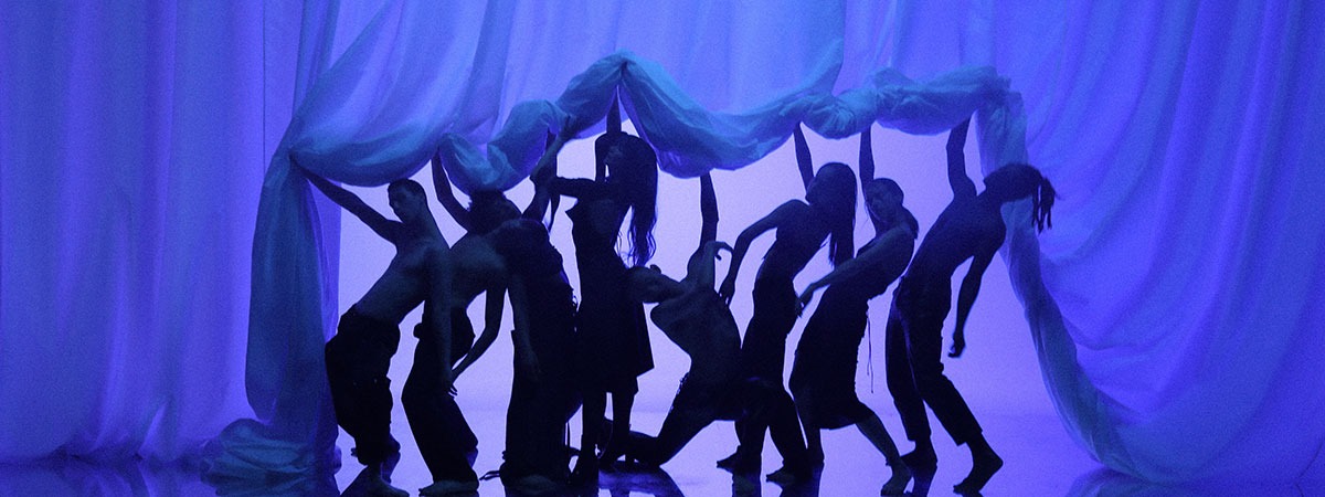 Blue backlit backdrop to dress up the Hiroshima videoclip