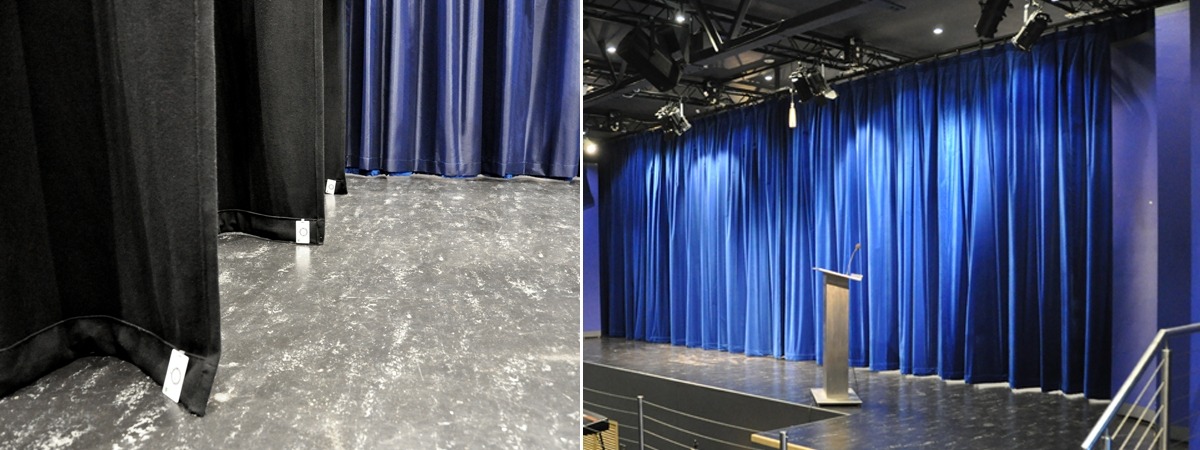 Velvet stage drapes for private school