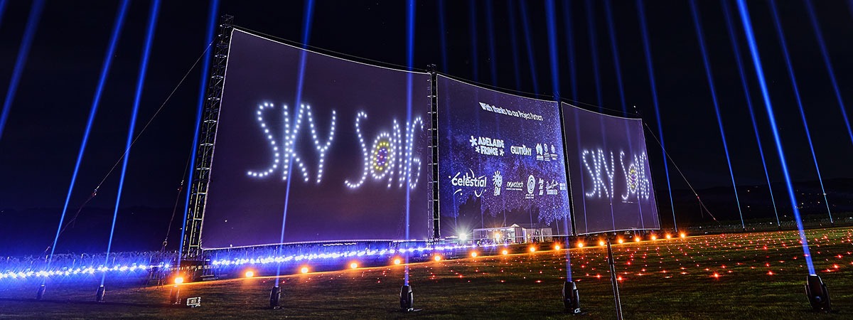 XL projections on outdoor Cielorama scrims at Sky Song