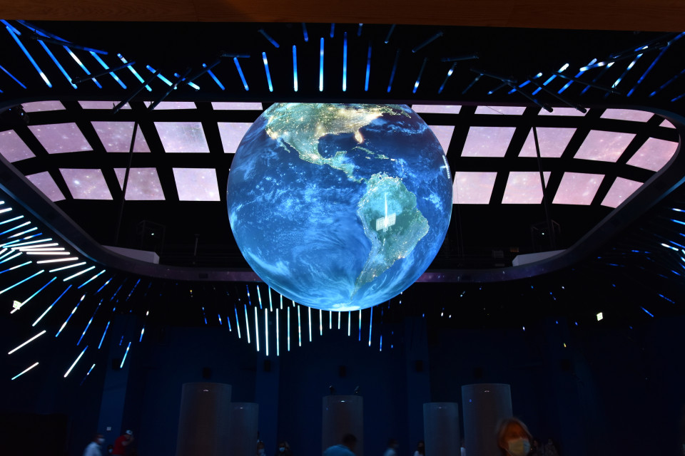 Inflatable projection spheres at world exposition Expo 2020 Dubai