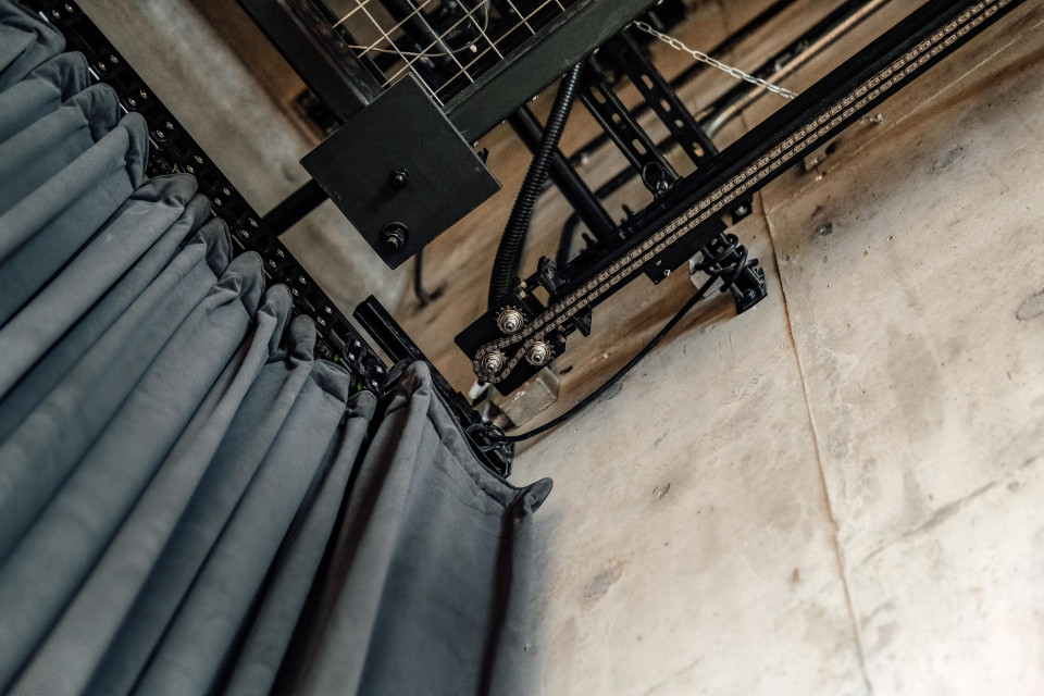 Acoustic multi-layered velvet curtain set-up for the M+ Museum