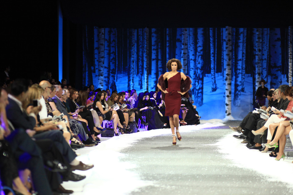 ShowTex BannerDrape Print as backdrop for Harvey Nichols fashion show
