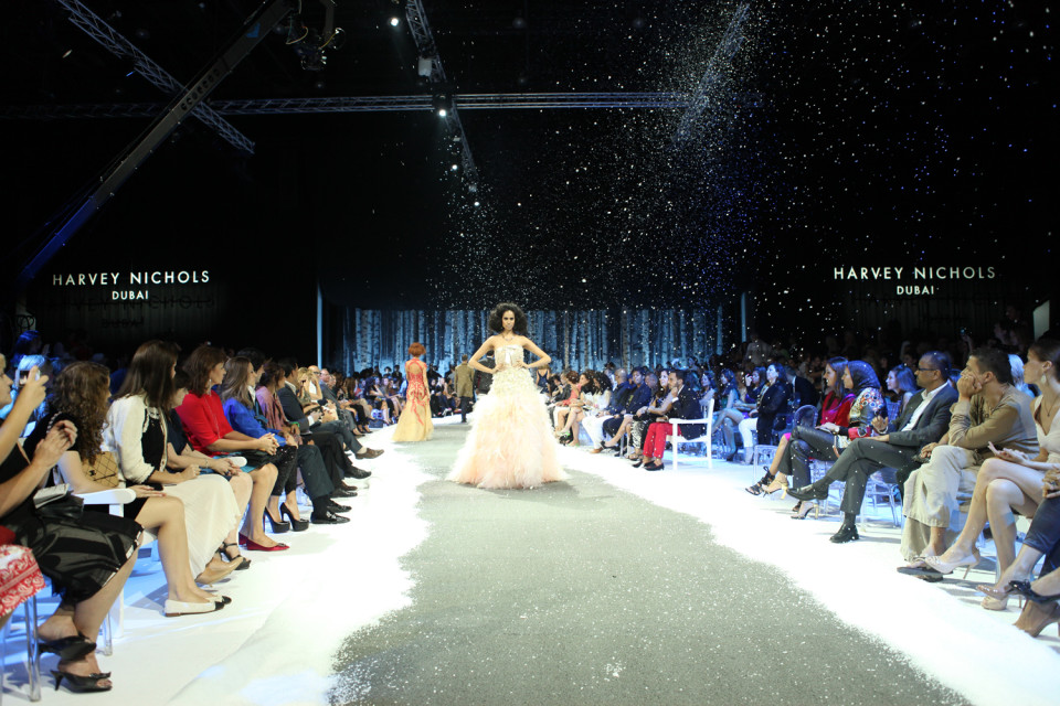 ShowTex BannerDrape Print as backdrop for Harvey Nichols fashion show
