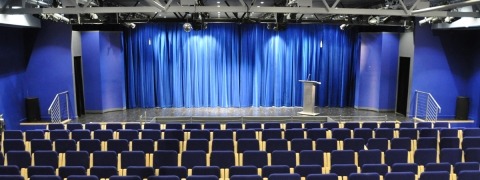 Velvet stage drapes for private school