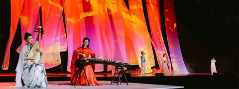 Voile CS projection panes Chinese Valentine Show - projection voile