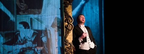 Andrew Marlow Photography Losing her voice - projection on spaghetti string curtain